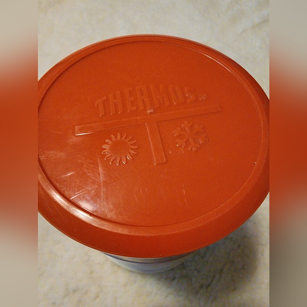 Vintage Thermos Orange Striped - Picture 2 of 5